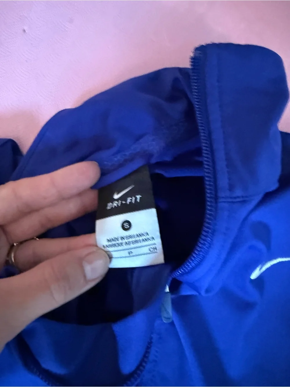 Nike Blue Full-Zip Track Jacket with White Swoosh